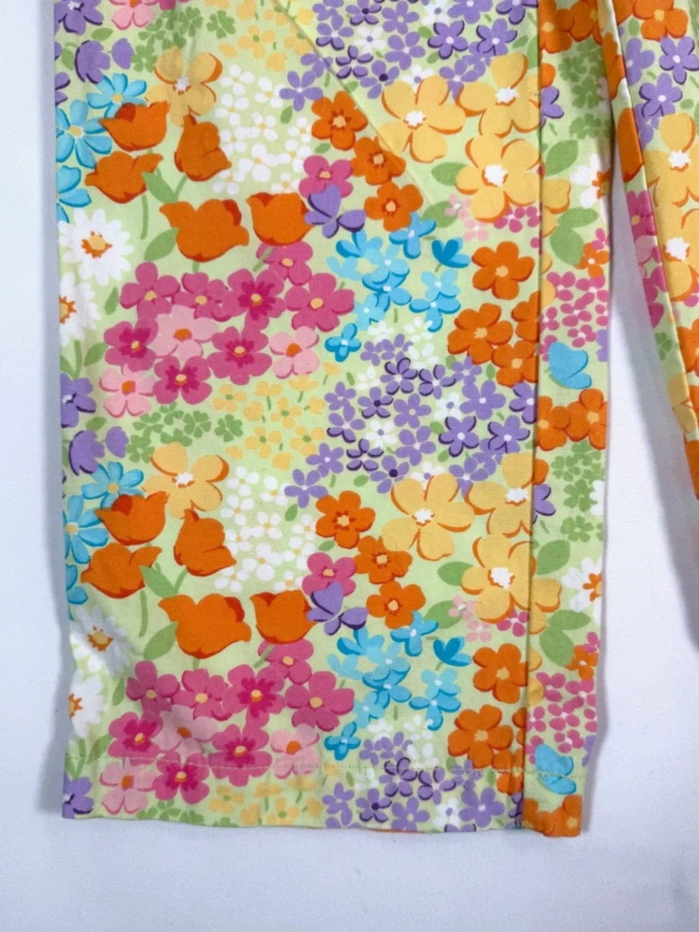 GYMBOREE Girls Floral Pants Size 12 Bright Multicolor Cotton Spring Summer Retro